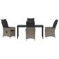 Preview: 5-teiliges Garten-Dining-Set mit Kissen Grau aus Poly-Rattan