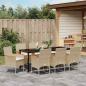 Preview: 9-teiliges Garten Essset mit Kissen Beiger Poly Rattan, Gartentisch Schwarz 200x80x73 cm Sicherheitsglas
