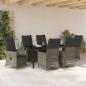 Preview: 7-teilige Garten-Essgruppe mit Kissen Grau Poly-Rattan