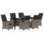 Preview: 7-teiliges Garten-Esszimmer Set mit Kissen Grau Poly-Rattan