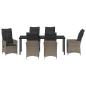 Preview: 7-teiliges Garten-Esszimmer Set mit Kissen Grau Poly-Rattan