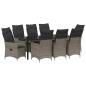 Preview: 9-teiliges Garten-Diningset mit Kissen Grau Poly Rattan