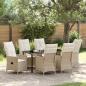 Preview: ARDEBO.de - 7-teiliges Garten-Esszimmer-Set mit Kissen, Beige Poly-Rattan