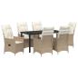 Preview: 7-teiliges Garten-Esszimmer-Set mit Kissen, Beige Poly-Rattan