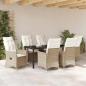 Preview: 7-teiliges Garten-Esszimmer-Set mit Kissen, Beige Poly-Rattan
