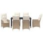 Preview: 7-teiliges Garten-Esszimmer-Set mit Kissen, Beige Poly-Rattan
