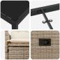 Preview: 7-teiliges Garten-Esstischset mit Kissen in Beige aus Poly-Rattan