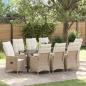 Preview: ARDEBO.de - Garten Essgruppe 9 stk. Beige Poly-Rattan