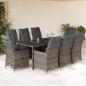 Preview: ARDEBO.de - 9-tlg. Garten-Essgruppe mit Kissen Grau Poly Rattan