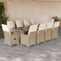 Preview: ARDEBO.de - 11-tlg. Garten-Bistro-Set mit Kissen Beige Poly Rattan