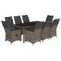 Preview: 9-tlg. Garten-Essgruppe mit Kissen Grau Poly Rattan