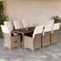 Preview: ARDEBO.de - 9-tlg. Garten-Essgruppe mit Kissen Beige Poly Rattan