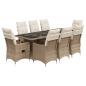 Preview: 9-tlg. Garten-Bistro-Set mit Kissen Beige Poly Rattan