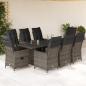 Preview: ARDEBO.de - 9-tlg. Garten-Essgruppe mit Kissen Grau Poly Rattan