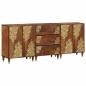 Preview: ARDEBO.de - 3-teiliges Badezimmermöbel Set aus massivem, grobem Mangoholz, Sideboard 60x33x75 cm aus massivem Mangoholz