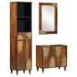 Preview: ARDEBO.de - 3-teiliges Badezimmermöbel Set aus massivem Holz Mango, Waschbecken-Schränke 62x33x58 cm aus massivem Holz Mango, Spiegel 50x70x3 cm aus massivem Holz Mango, Sideboard 38x33x160 cm aus massivem Holz Mango