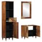 Preview: 3-teiliges Badezimmermöbel Set aus massivem Holz Mango, Waschbecken-Schränke 62x33x58 cm aus massivem Holz Mango, Spiegel 50x70x3 cm aus massivem Holz Mango, Sideboard 38x33x160 cm aus massivem Holz Mango