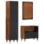 Preview: 3-teiliges Badezimmermöbel Set aus massivem Holz Mango, Waschbecken-Schränke 62x33x58 cm aus massivem Holz Mango, Spiegel 50x70x3 cm aus massivem Holz Mango, Sideboard 38x33x160 cm aus massivem Holz Mango
