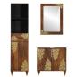 Preview: 3-teiliges Badezimmermöbel Set aus massivem Holz Mango, Waschbecken-Schränke 62x33x58 cm aus massivem Holz Mango, Spiegel 50x70x3 cm aus massivem Holz Mango, Sideboard 38x33x160 cm aus massivem Holz Mango