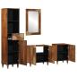 Preview: 4-teiliges Badezimmermöbel Set aus massivem Mangoholz, Badezimmer Waschbeckenunterschrank 62x33x58 cm aus massivem Mangoholz, Badezimmer Spiegel 50x70x3 cm aus massivem Mangoholz, Sideboard 38x33x160 cm aus massivem Mangoholz, Badezimmer Schrank 38x33x58 