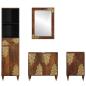 Preview: 4-teiliges Badezimmermöbel Set aus massivem Mangoholz, Badezimmer Waschbeckenunterschrank 62x33x58 cm aus massivem Mangoholz, Badezimmer Spiegel 50x70x3 cm aus massivem Mangoholz, Sideboard 38x33x160 cm aus massivem Mangoholz, Badezimmer Schrank 38x33x58 