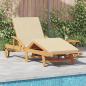 Preview: ARDEBO.de - Sonnenliege mit Kissen und Tisch Beige Massivholz Akazie, Faltbare Sonnenliege mit Rädern & Kissen Beige Massivholz Akazie