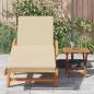 Preview: Sonnenliege mit Kissen und Tisch Beige Massivholz Akazie, Faltbare Sonnenliege mit Rädern & Kissen Beige Massivholz Akazie