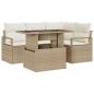 Preview: 5-teiliges Garten Sofa Set mit Kissen in Beige aus Poly Rattan, 2-Sitzer Garten Sofa mit Kissen in Beige aus Poly Rattan