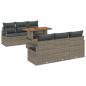 Preview: 7-teiliges Garten-Sofa-Set mit Kissen Grau Poly Rattan Akazie, 2-Sitzer Garten-Sofa mit Kissen Grau Poly Rattan