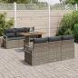 Preview: 7-teiliges Garten-Sofa-Set mit Kissen Grau Poly Rattan Akazie, 2-Sitzer Garten-Sofa mit Kissen Grau Poly Rattan