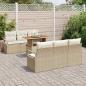 Preview: 7-teiliges Garten Sofa Set mit Kissen Beige Poly Rattan Akazie, 2-Sitzer Garten Sofa mit Kissen Beige Poly Rattan