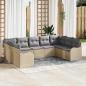 Preview: ARDEBO.de - 9-teiliges Garten-Sofa-Set mit Kissen Beiges Poly-Rattan, 2-Sitzer Garten-Sofa mit Stauraum & Kissen Beiges Poly-Rattan