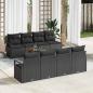 Preview: ARDEBO.de - 9-teiliges Garten Sofa Set mit Kissen Schwarz Poly Rattan Akazie, 2-Sitzer Garten Sofa mit Stauraum & Kissen Schwarz Poly Rattan