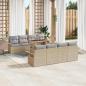 Preview: ARDEBO.de - 9-teiliges Garten Sofa Set mit Kissen Beige Poly Rattan, 2-Sitzer Garten Sofa mit Stauraum & Kissen Beige Poly Rattan