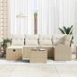 Preview: 7-teiliges Garten Sofa Set mit Kissen Beige Poly Rattan