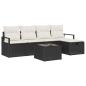 Preview: 6-teiliges Garten Sofa Set mit Kissen Schwarz Poly Rattan, 2-Sitzer Garten Sofa mit Kissen Schwarz Poly Rattan