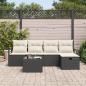 Preview: 6-teiliges Garten Sofa Set mit Kissen Schwarz Poly Rattan, 2-Sitzer Garten Sofa mit Kissen Schwarz Poly Rattan