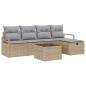 Preview: 6-teiliges Garten Sofa Set mit Kissen Beige Poly Rattan, 2-Sitzer Garten Sofa mit Kissen Beige Poly Rattan