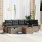 Preview: ARDEBO.de - 7-teiliges Garten Sofa Set mit Kissen Grau Poly Rattan, 2-Sitzer Garten Sofa mit Kissen Grau Poly Rattan
