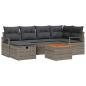 Preview: 7-teiliges Garten Sofa Set mit Kissen Grau Poly Rattan, 2-Sitzer Garten Sofa mit Kissen Grau Poly Rattan