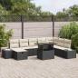 Preview: ARDEBO.de - 9-teiliges Garten Sofa Set mit Kissen Schwarz Poly Rattan