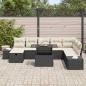 Preview: 9-teiliges Garten Sofa Set mit Kissen Schwarz Poly Rattan