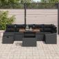 Preview: 8-teiliges Garten Sofa Set mit Kissen in Schwarz aus Poly Rattan
