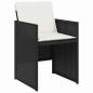 Preview: 5-teiliges Garten Essset mit Polstern Schwarz Poly Rattan, Gartentisch Schwarz 80x80x73 cm Einscheibensicherheitsglas