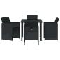 Preview: 5-teiliges Garten-Esszimmer-Set mit Kissen Schwarz Poly Rattan, Gartentisch Schwarz 80x80x73 cm mit Sicherheitsglas