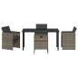 Preview: 5-teiliges Garten Esstisch Set mit Kissen Grau Poly Rattan, Gartentisch Schwarz 140x80x73 cm Sicherheitsglas