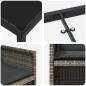 Preview: 5-teiliges Garten Esstisch Set mit Kissen Grau Poly Rattan, Gartentisch Schwarz 140x80x73 cm Sicherheitsglas