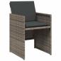 Preview: 5-teilige Garten Essgruppe mit Kissen in Grau aus Polyrattan, Gartentisch Schwarz 160x80x73 cm mit gehärtetem Glas
