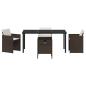 Preview: 5-teiliges Garten Essset mit Kissen Braunes Poly Rattan, Gartentisch Schwarz 160x80x73 cm Gehärtetes Glas