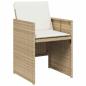 Preview: 5-teiliges Garten Essset mit Kissen Beige Poly Rattan, Gartentisch Schwarz 80x80x73 cm Temperglas